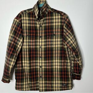 GH BASS CO Flannel Sherpa Lined Jacket MEDIUM Orange Brown Tan